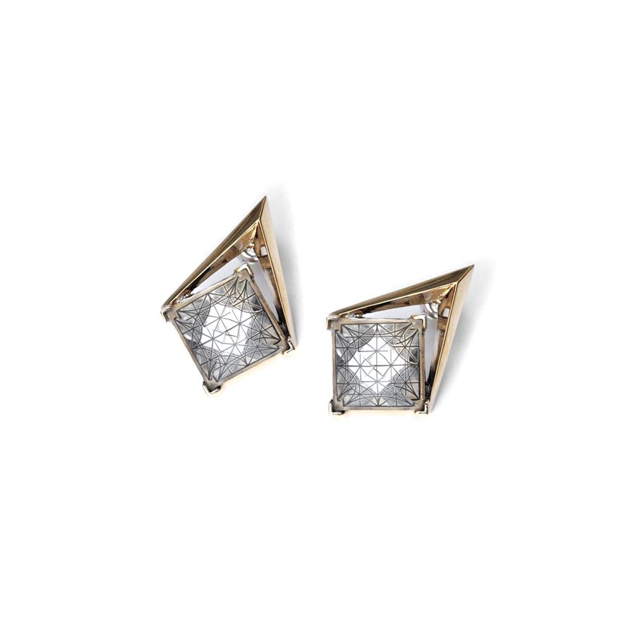 'Entropia' earrings with grid ENTROPIA | OR S CDR-LASBRO GRI